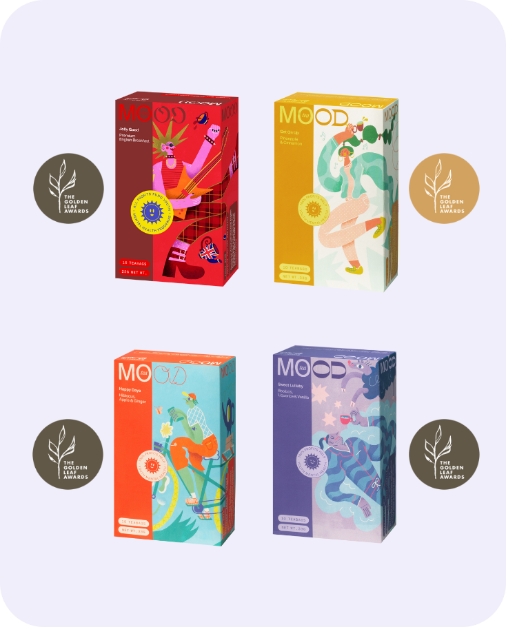Award-winning tea bundle with herbal teas and English Breakfast by MOOD Tea